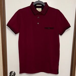 Scott James Classic Fit with Trim Detail Preppy Maroon Polo Shirt Men’s Small